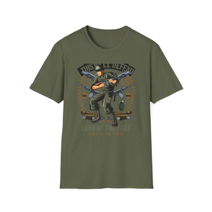Epic American Soldier "This We'll Defend" T-Shirt | Vintage 1965 Military Veteran Patriot USA Tee
