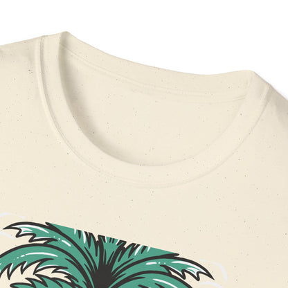 Vibrant Summer Guitar T-Shirt: Cool Palm Tree & Acoustic Beach Tee | Essential Music Lover Vacation Shirt