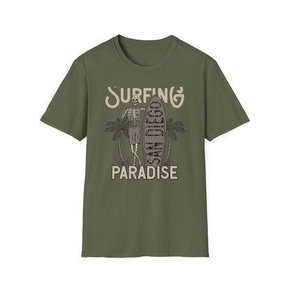 Awesome California Surfing Paradise Skeleton T-Shirt - Vintage Beach Surfer Skull Tee | Epic Summer Vibes
