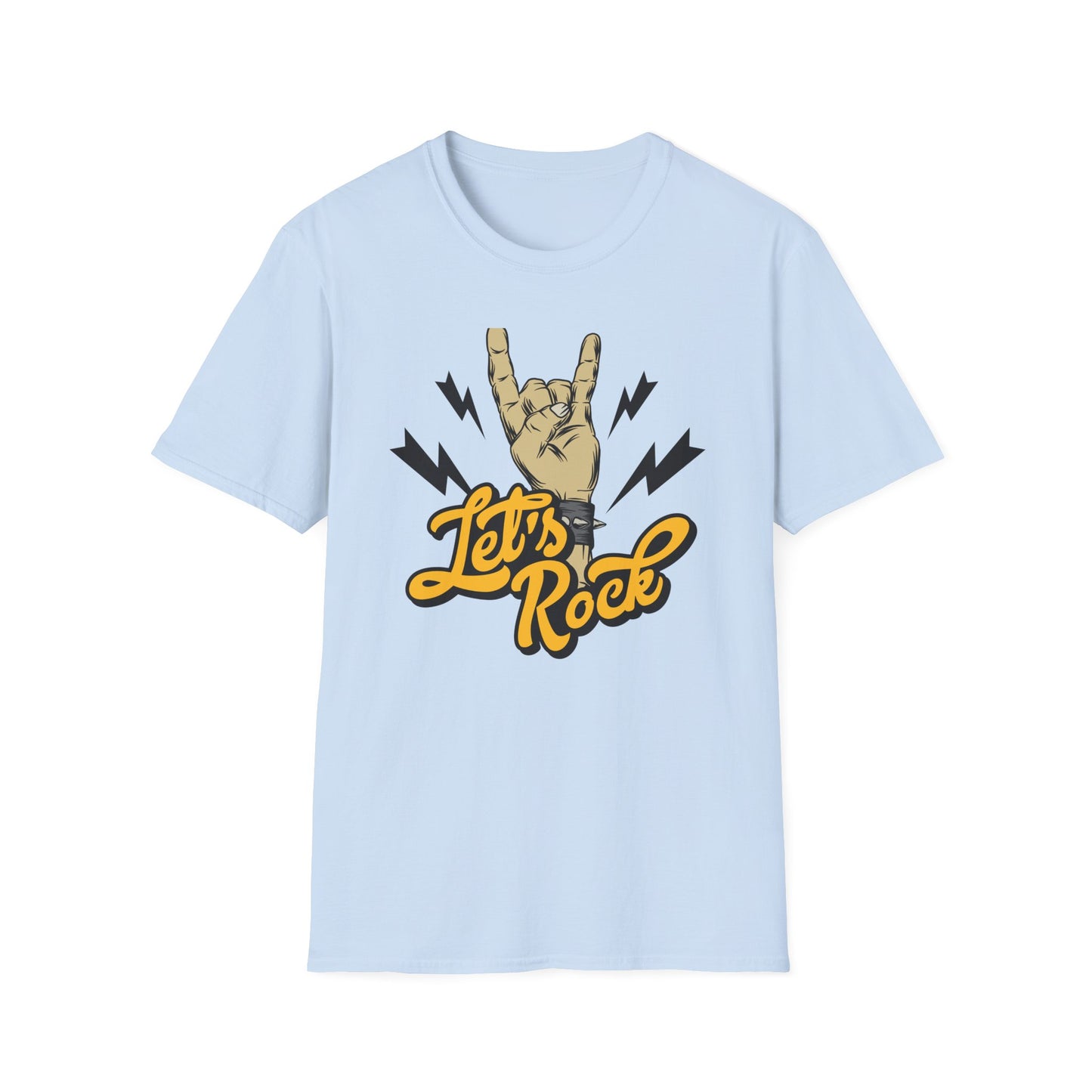Epic Let's Rock On T-Shirt - Electrifying Rock N Roll Hand Sign Tee for Music Lovers & Concerts | Dynamic Spiked Wristband Design