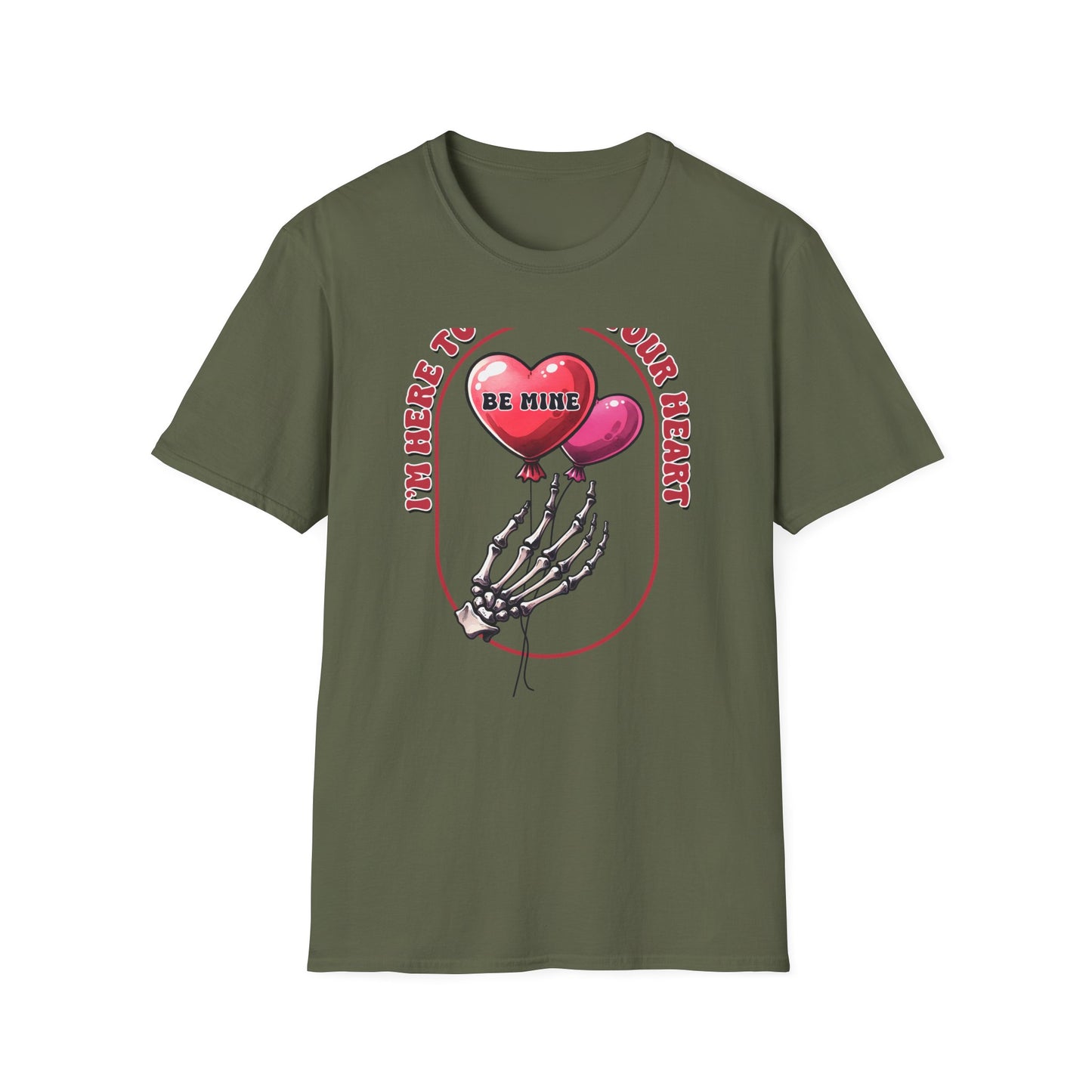 Edgy 'Steal Your Heart' T-Shirt | Skeleton Hand & Heart Balloons | Unique Valentine's Day Love Tee for Couples