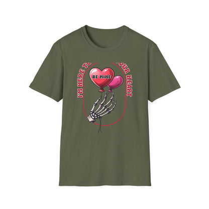 Edgy 'Steal Your Heart' T-Shirt | Skeleton Hand & Heart Balloons | Unique Valentine's Day Love Tee for Couples
