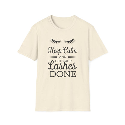 Keep Calm & Get Your Lashes Done T-Shirt | Chic Beauty Lover & Lash Tech Gift Tee | Fun, Trendy Lashes Top
