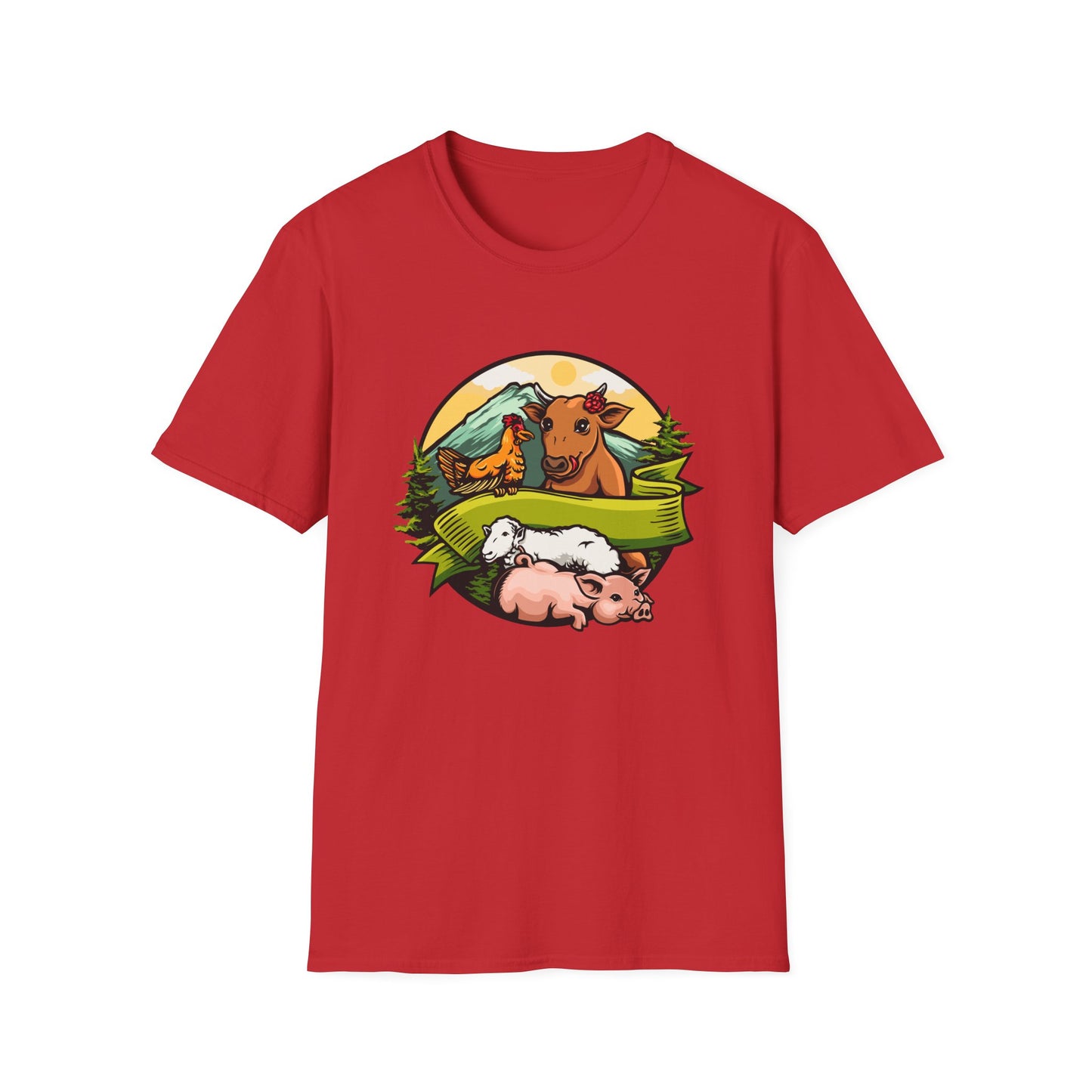 Charming Farm Animal Friends T-Shirt | Adorable Rustic Country Life Tee | Cow, Pig, Sheep & Chicken Design | Nature Lover's Gift