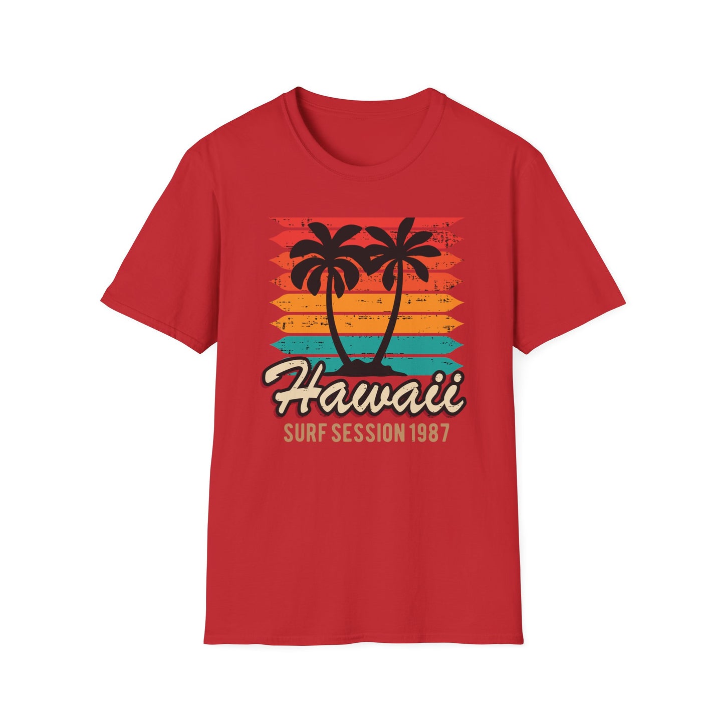 Awesome Vintage Hawaii Surf Session 1987 T-Shirt | Retro Palm Tree Beach Sunset Tee for 80s Style