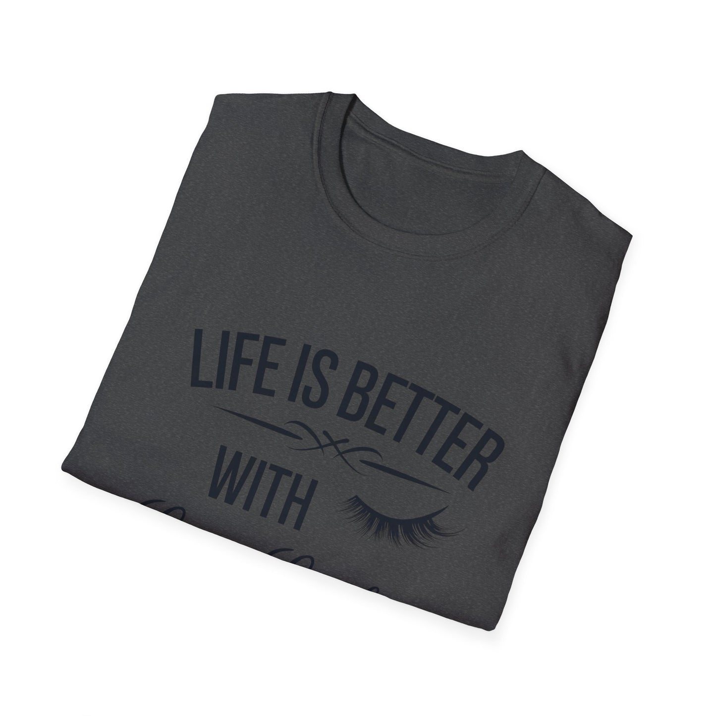 Life is Better with Long Lashes T-Shirt | Chic Eyelash Beauty Tee for Women & Lash Techs | Fabulous Makeup Lover Gift