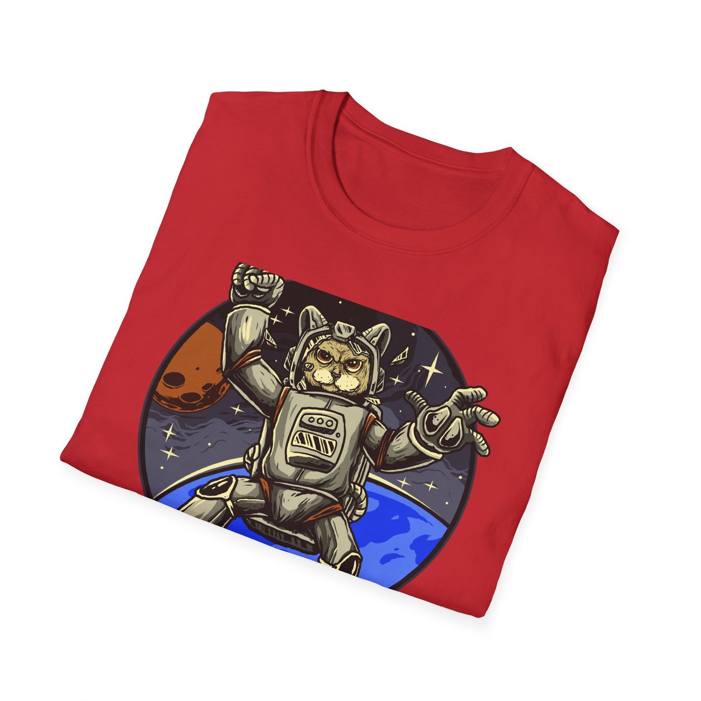 Gravity-Defying Astronaut Cat T-Shirt | Grumpy Space Kitty Tee | Unique Sci-Fi Animal Lover Gift