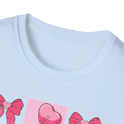 Distressed Pink Bows & Heart Lollipops T-Shirt | Sweet Grunge Love Core Aesthetic Tee for Women & Teens