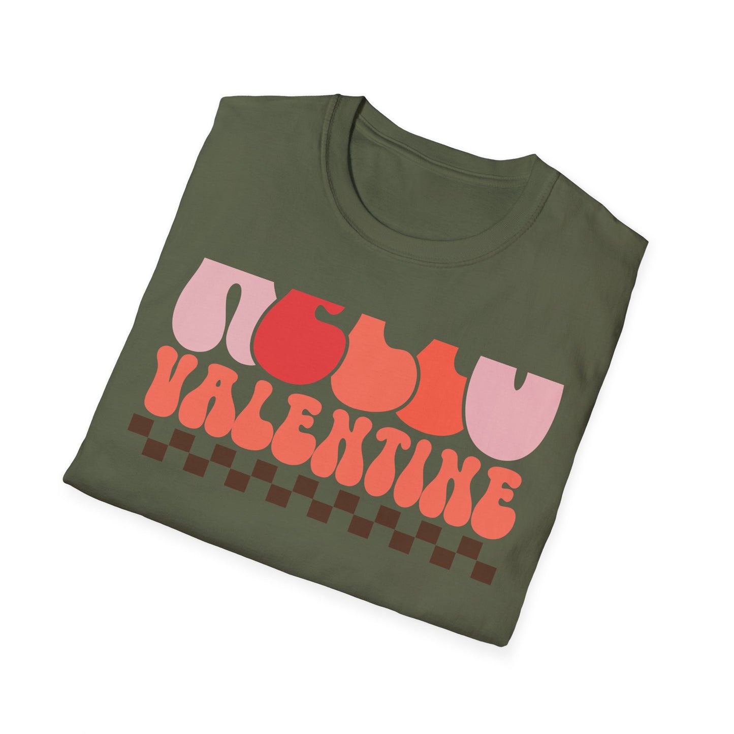 Groovy Hello Valentine T-Shirt - Retro 70s Style Tee with Checkerboard Print | Trendy Valentine's Day Gift for Her