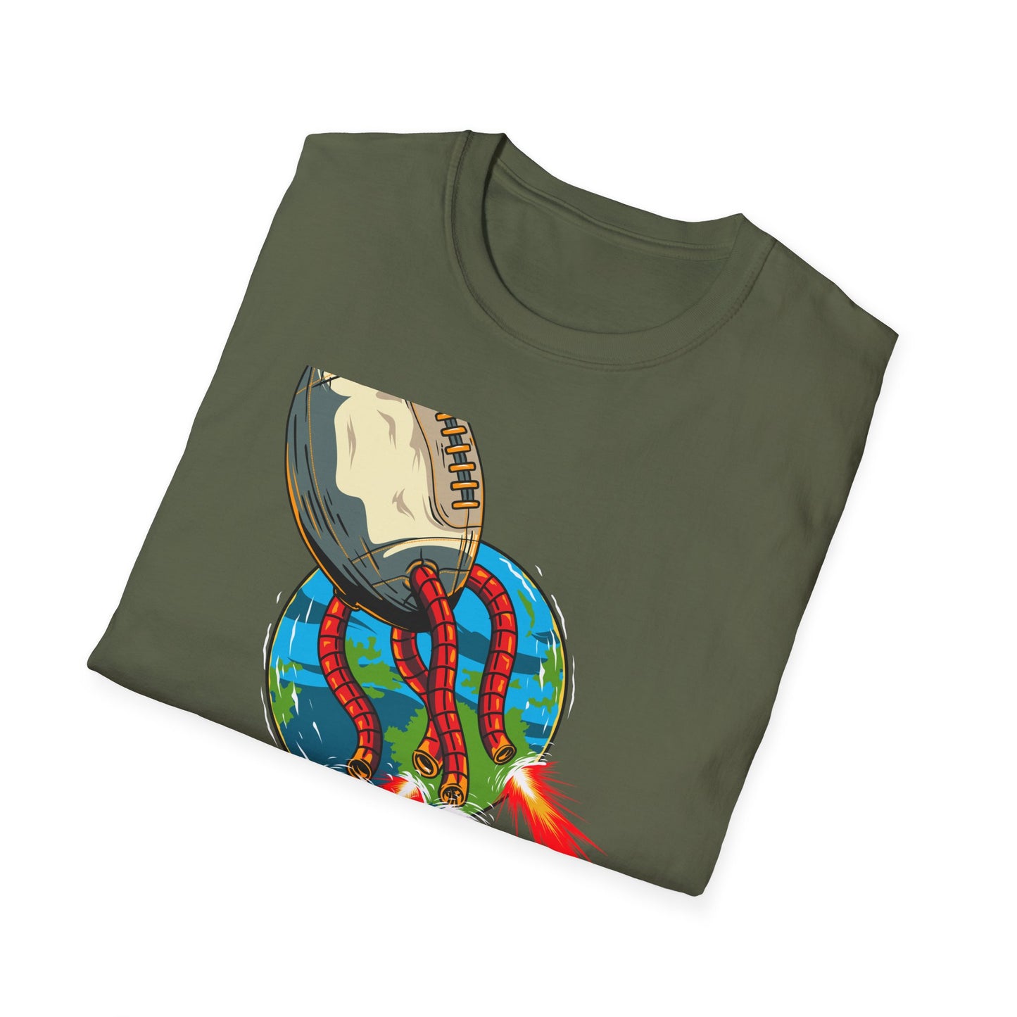 Epic Football Rocket Launch T-Shirt - Dynamic Sports & Sci-Fi Fan Apparel