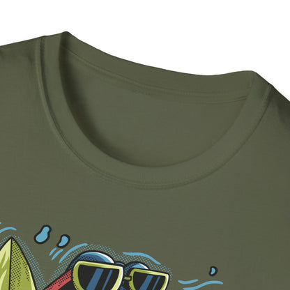Chill Shark Summer Surfer T-Shirt | Funny Beach Vacation & Ocean Lover Tee | Awesome Ocean Vibes Gift for Men & Women