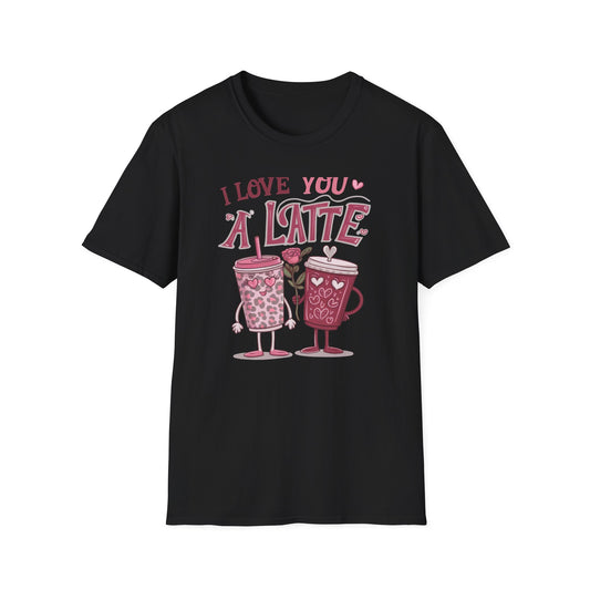 Adorable "I Love You A Latte" T-shirt | Sweet Coffee Pun Valentine's Gift for Couples & Lovers