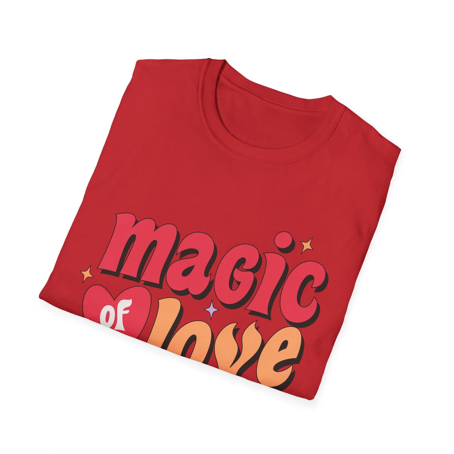 Enchanting 'Magic of Love' Groovy T-Shirt | Retro Valentine's Day Heart Tee | Whimsical, Cute & Romantic Gift