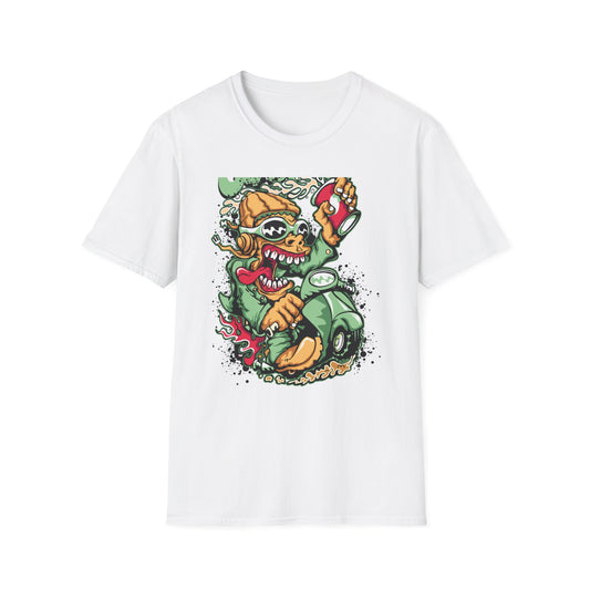Rad Go Scoot Monster Rider T-Shirt - Unique Urban Cartoon Scooter Streetwear Tee