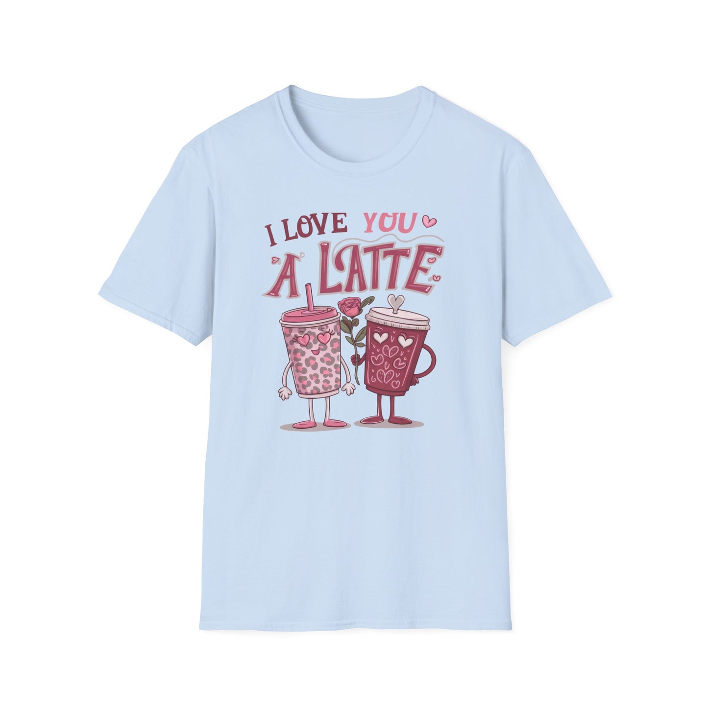 Adorable "I Love You A Latte" T-shirt | Sweet Coffee Pun Valentine's Gift for Couples & Lovers
