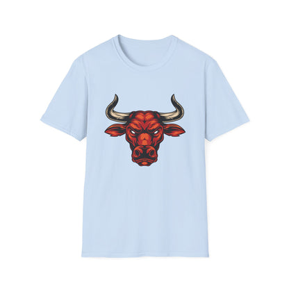 Fierce Red Bull Head T-Shirt - Unleash Power & Strength. Dynamic Bull Zodiac Tee for Men & Bold Statement