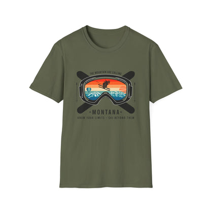 Epic Montana Skiing T-Shirt - Vintage Retro Mountain Goggles Tee for Adventure Seekers | 'The Mountain Are Calling'