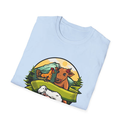 Charming Farm Animal Friends T-Shirt | Adorable Rustic Country Life Tee | Cow, Pig, Sheep & Chicken Design | Nature Lover's Gift