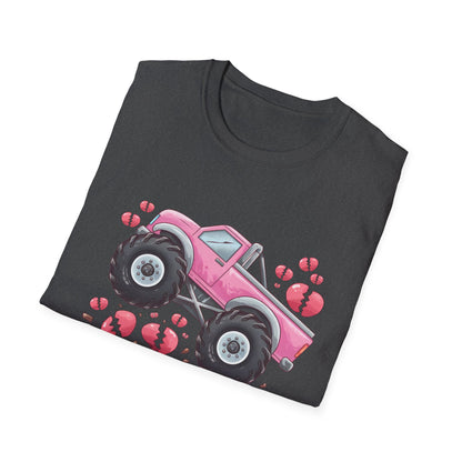 Epic Heart Crusher Monster Truck T-Shirt | Anti-Valentine's Day Breakup Tee | Sarcastic Love Humor Top
