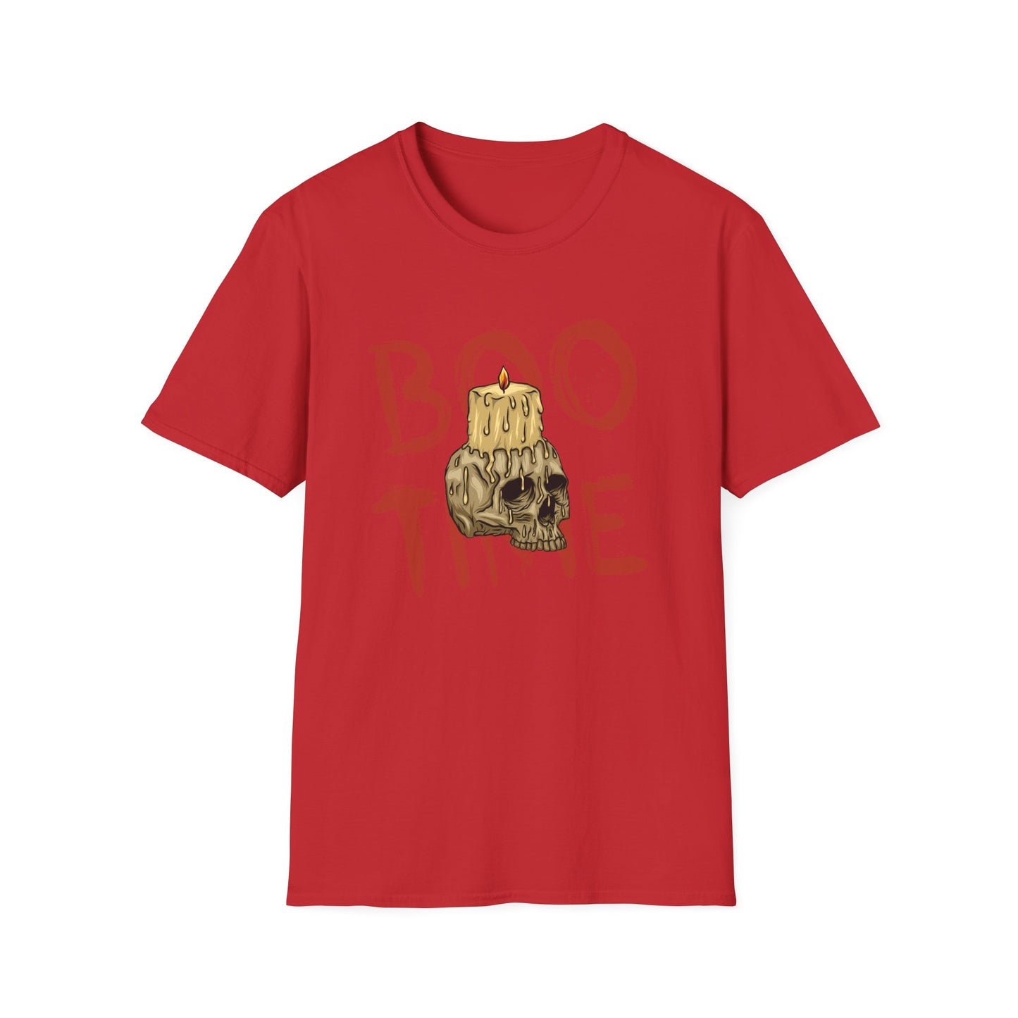 Spooky 'Boo Time' Skull Candle Halloween T-Shirt | Hauntingly Cool Graphic Tee for Men & Women | Unique Gothic Fall Apparel