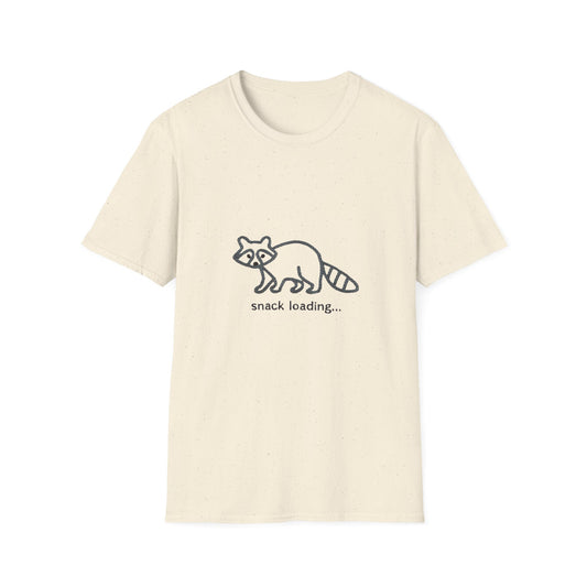 Hilarious 'Snack Loading' Raccoon T-Shirt | Cute Animal Foodie Tee | Unique Braided Rope Design Gift