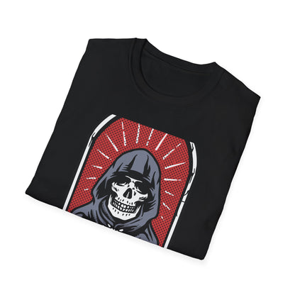 Mystic Grim Reaper Rosary T-Shirt | Edgy Skeleton Skull Goth Tee | Unique Dark Aesthetic Apparel | Spooky Halloween Gift
