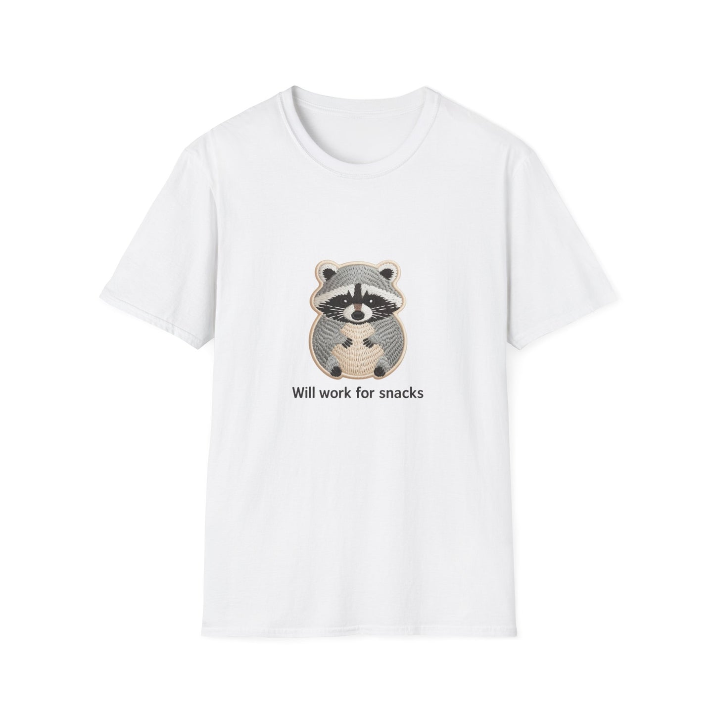 Hilarious "Will Work For Snacks" Raccoon T-Shirt | Adorable Animal Lover & Foodie Gift Tee | Cute & Comfy