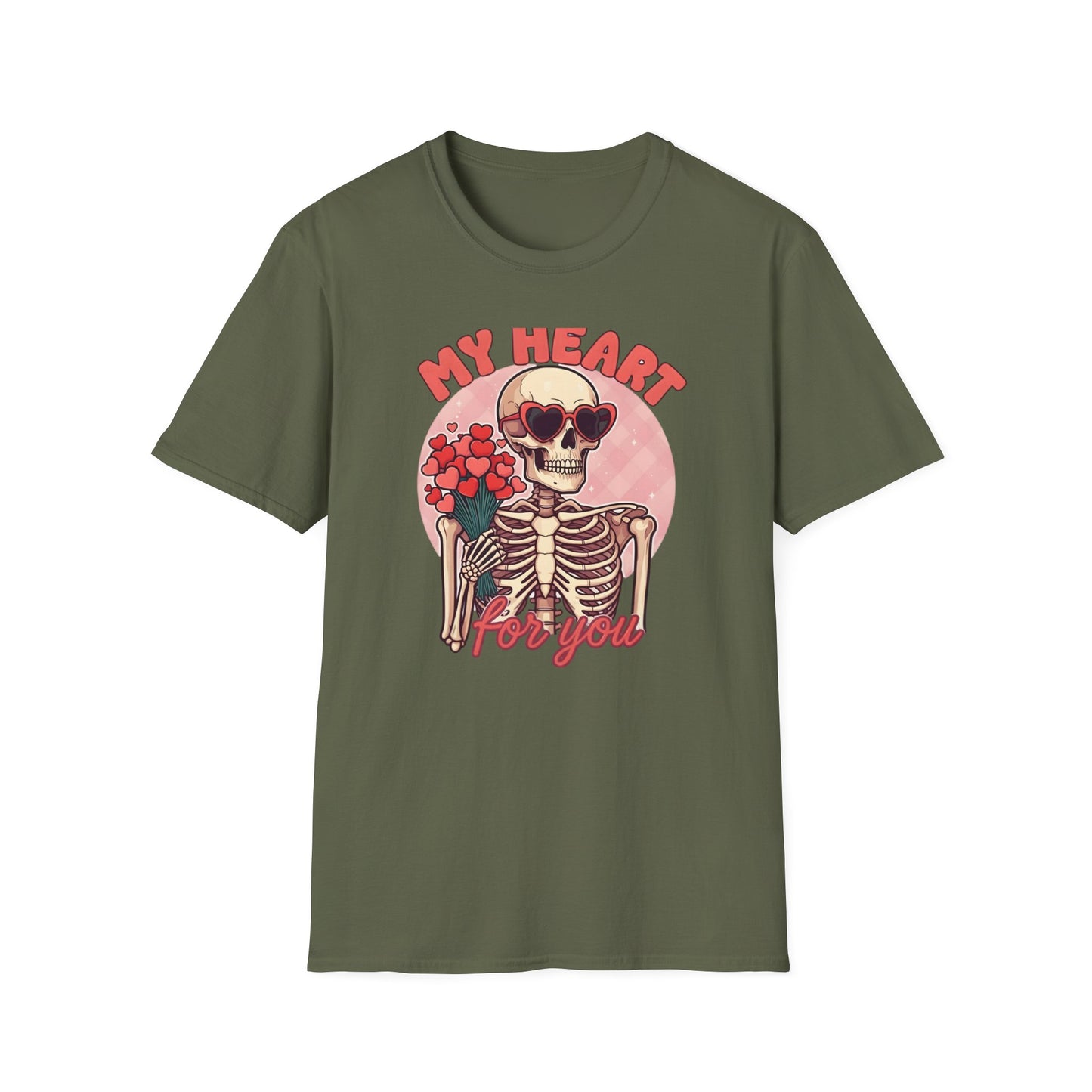 Adorably Spooky 'My Heart For You' Skeleton T-Shirt - Unique Valentine's Day & Romantic Gift Apparel for Couples