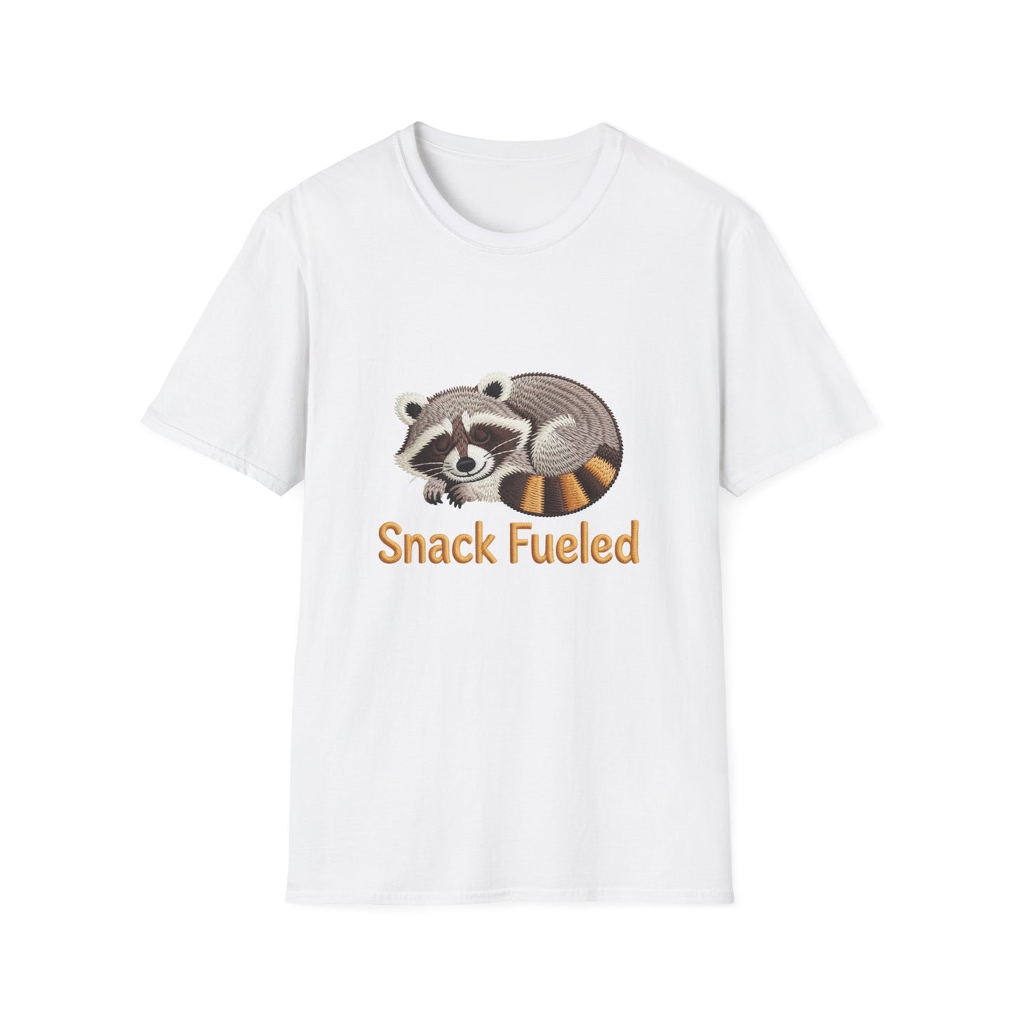 Adorable "Snack Fueled" Sleeping Raccoon T-Shirt | Cozy Animal Lover Tee - Perfect Funny Gift for Foodies & Nappers!
