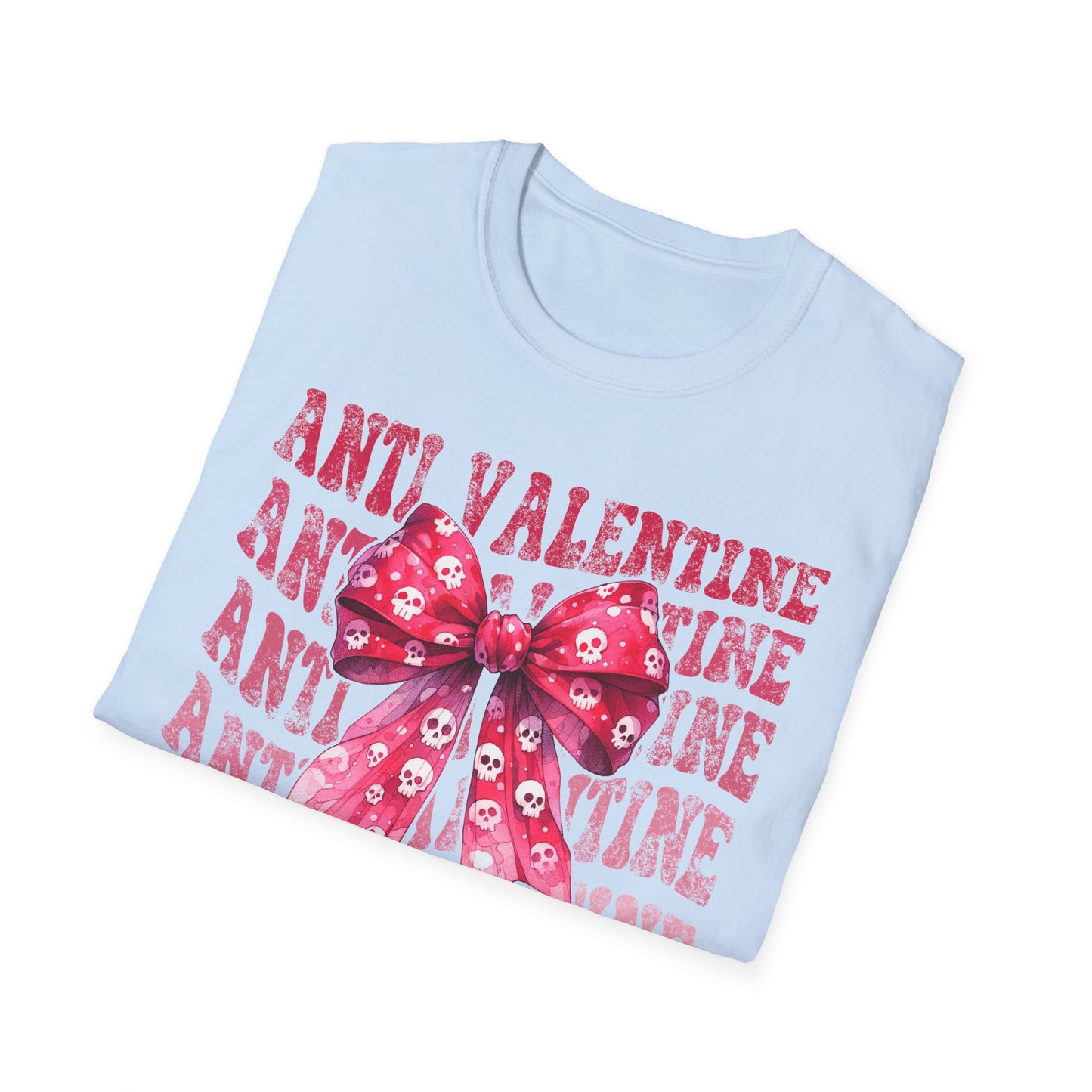 Sassy Anti Valentine's Club T-Shirt: Edgy Pink Skull Bow Tee | Unique Valentine's Day Rejection & Goth Aesthetic Statement Top