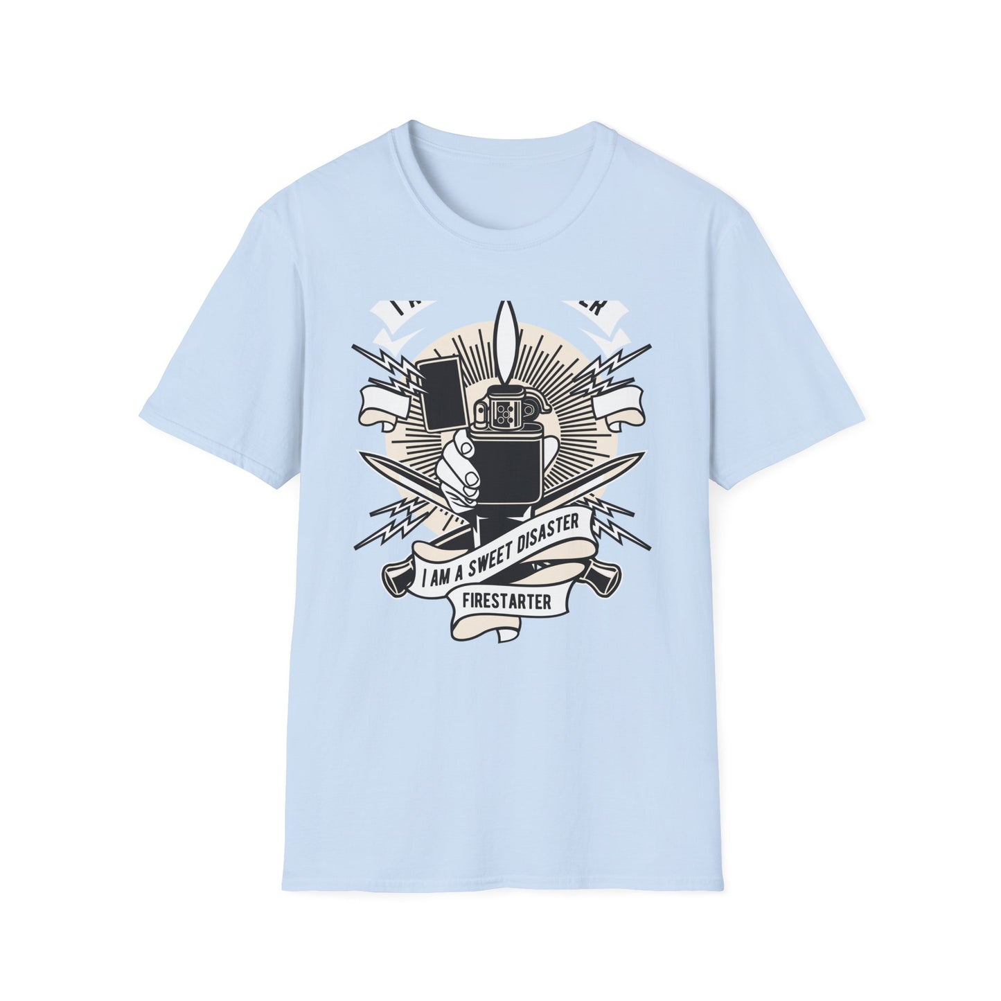 Firestarter Sweet Disaster T-Shirt - Iconic Lighter Flame Graphic Tee for Rebels & Music Lovers