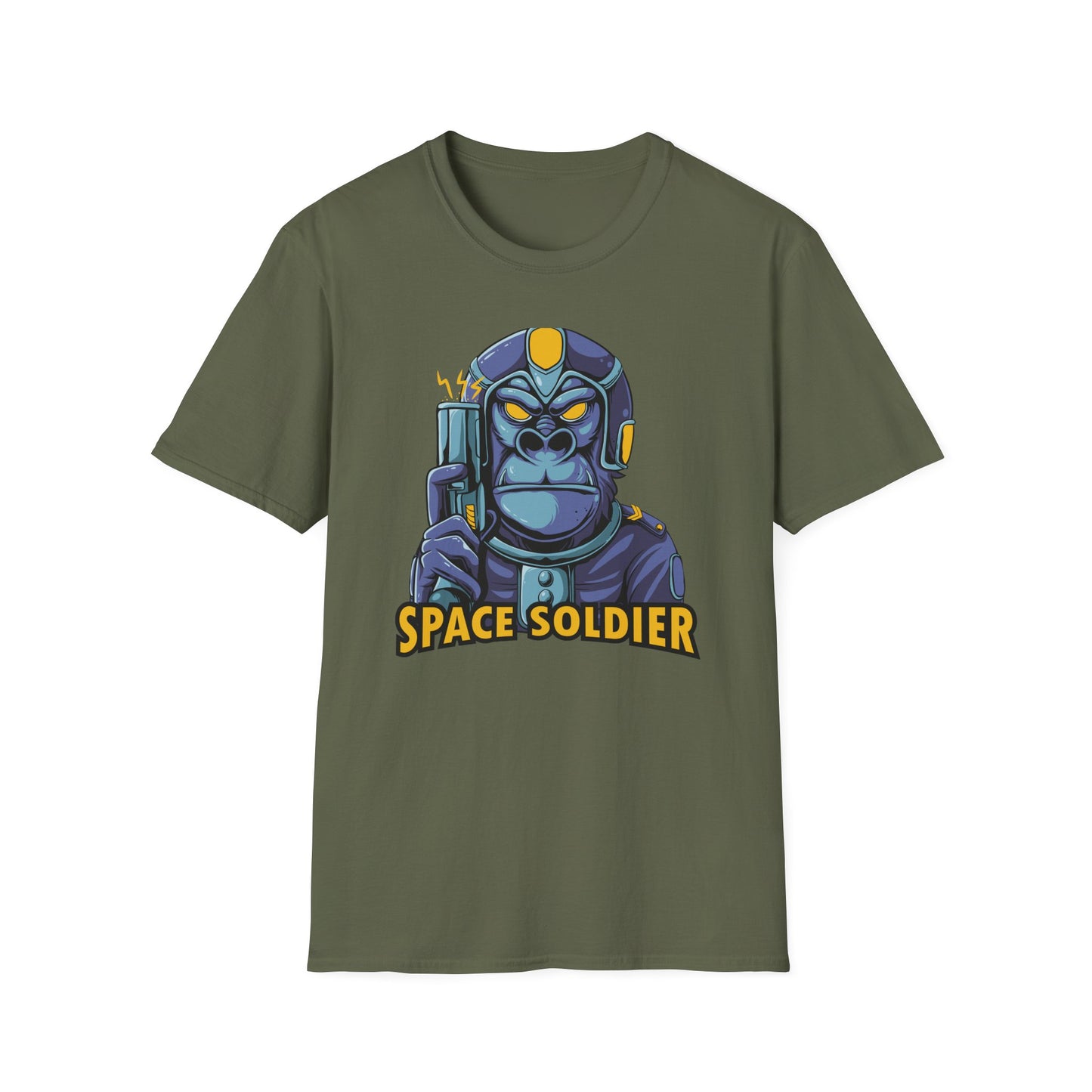 Epic Space Soldier Gorilla T-Shirt: Fierce Sci-Fi Ape Blaster Tee - Galactic Warrior Graphic for Gamers & Sci-Fi Fans