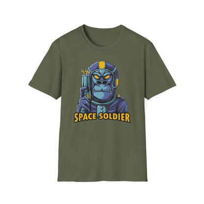 Epic Space Soldier Gorilla T-Shirt: Fierce Sci-Fi Ape Blaster Tee - Galactic Warrior Graphic for Gamers & Sci-Fi Fans