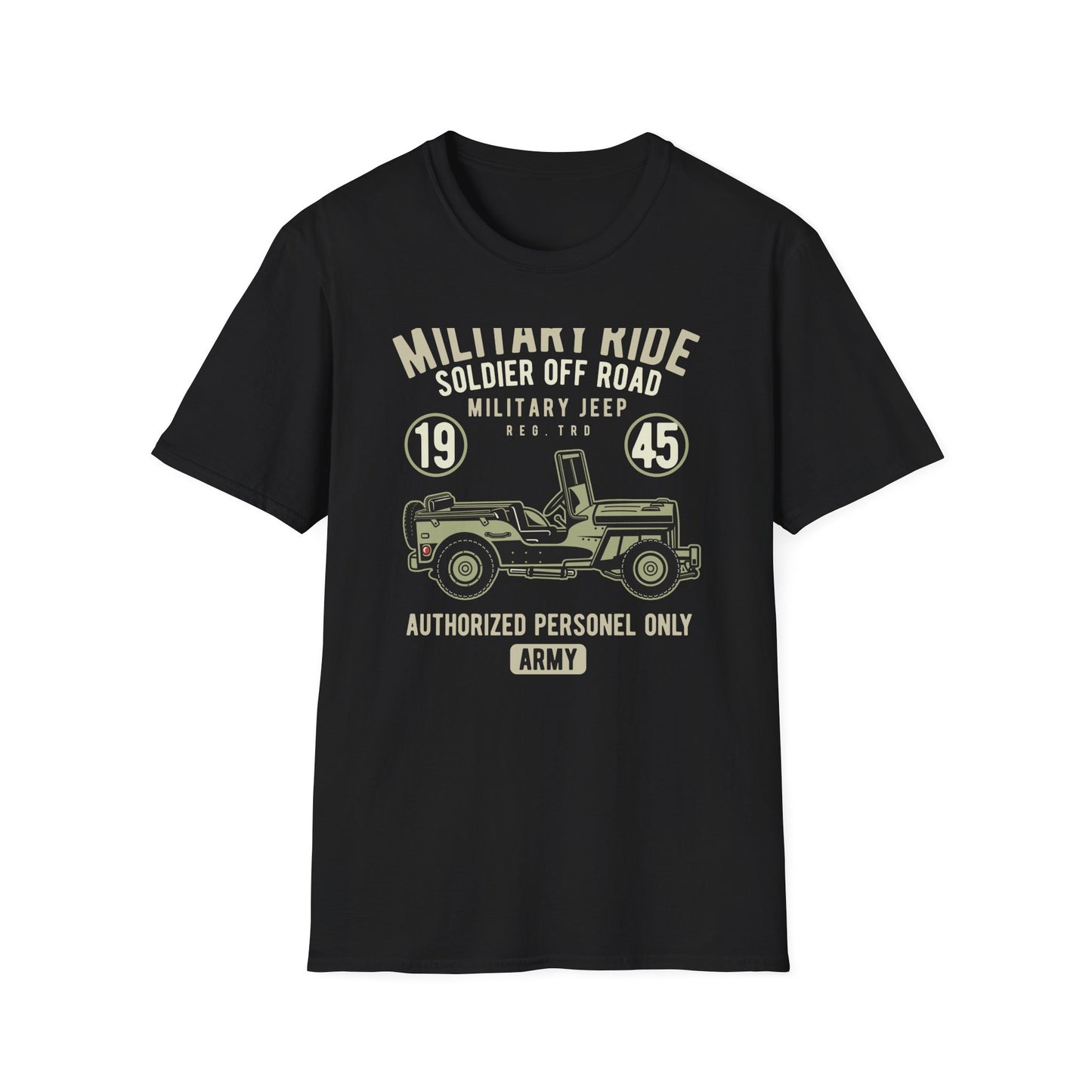 Awesome Vintage Military Jeep 1945 T-Shirt | Soldier Off-Road Army Graphic Tee for Veterans & History Buffs