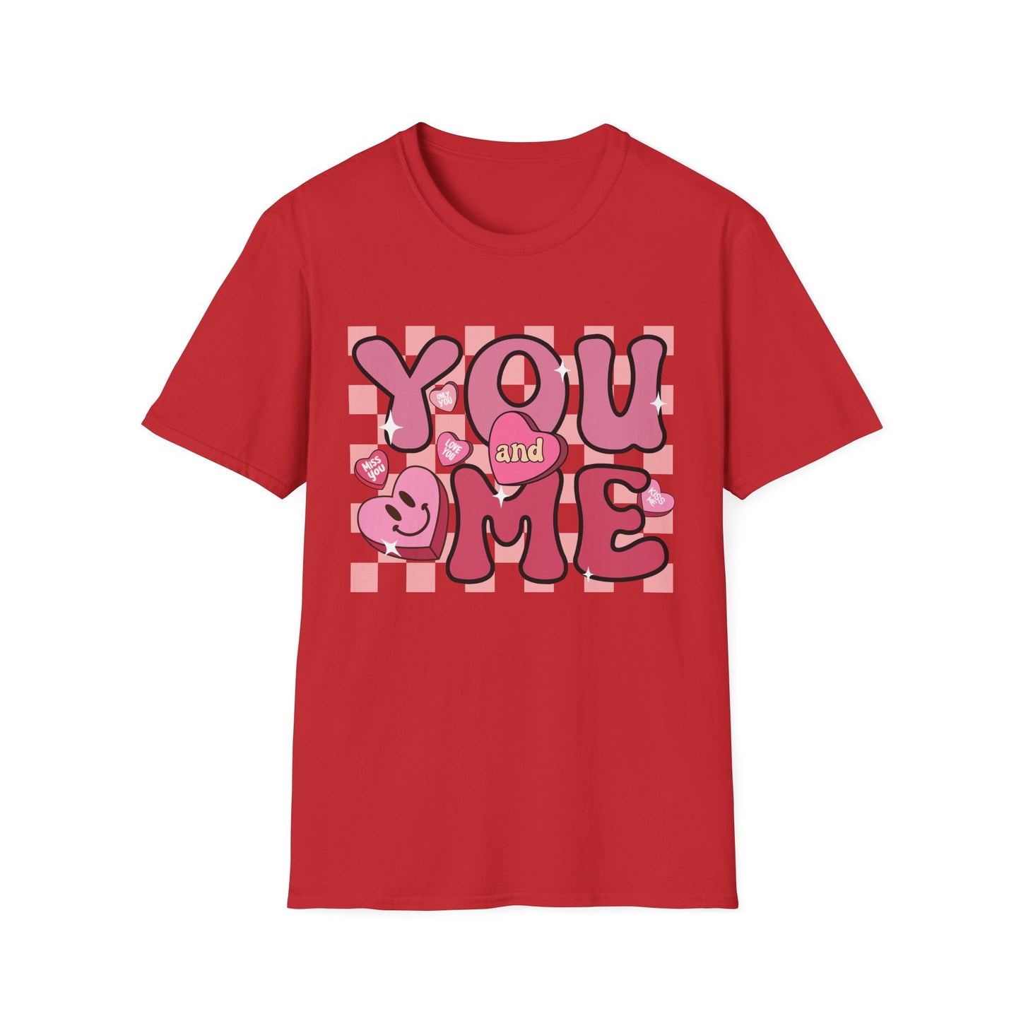 Sweet Retro YOU and ME T-Shirt - Groovy Valentine's Day Candy Heart Love Couple Tee