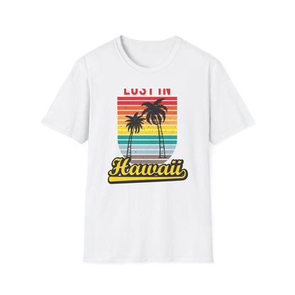 Lost In Hawaii T-Shirt | Retro Sunset Palm Trees Beach Vacation Tee | Trendy Island Life Souvenir Gift Top