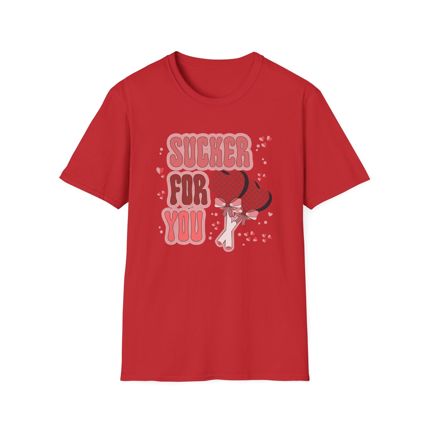 Sweet Sucker For You T-Shirt | Retro Checkered Heart Lollipops | Valentine's Day Love Gift | Adorable & Trendy Romantic Tee