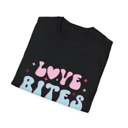 Trendy Love Bites T-Shirt | Groovy Retro Y2K Pink Blue Hearts & Stars Valentine's Day Tee | Adorable Aesthetic Top