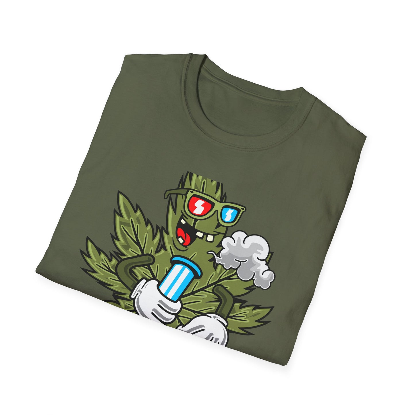 Epic 420 Stoner Leaf T-Shirt - Funny Cartoon Weed Character Bong Tee - Rad Cannabis Culture Gift for Men & Women