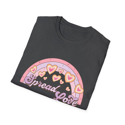 Groovy Spread Love T-Shirt | Retro Pastel Hearts Rainbow Tee | Empowering Positive Vibes for Women & Teens | Cute & Inspiring Gift