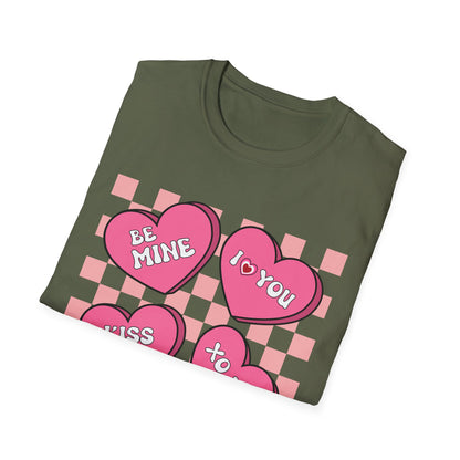 Charming Retro Valentine's Day T-Shirt | Sweet Conversation Hearts Love Tee | Adorable Be Mine Couple Gift