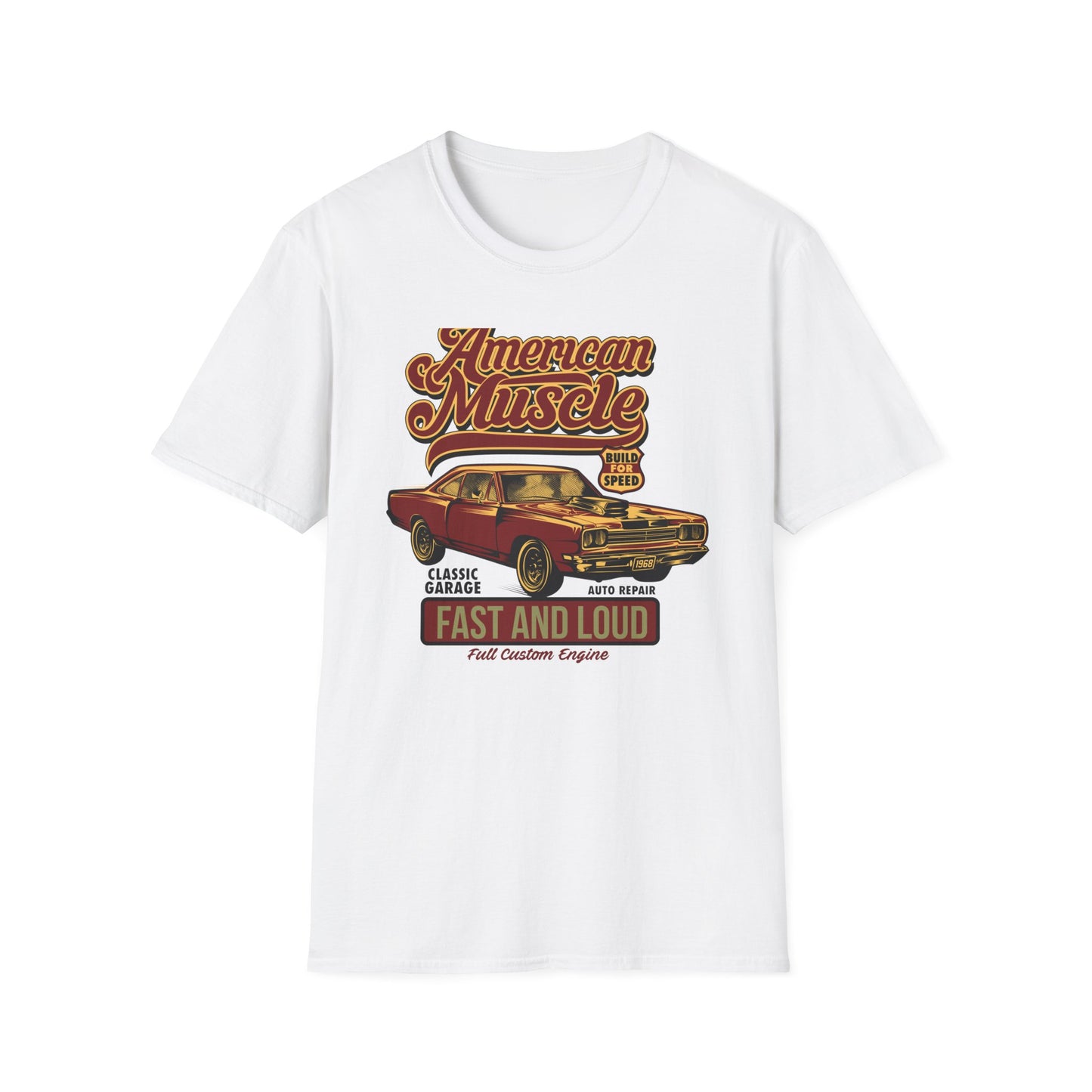 Epic American Muscle Car T-Shirt | Vintage 1968 Hot Rod Enthusiast Tee | Fast & Loud Garage Style for Men