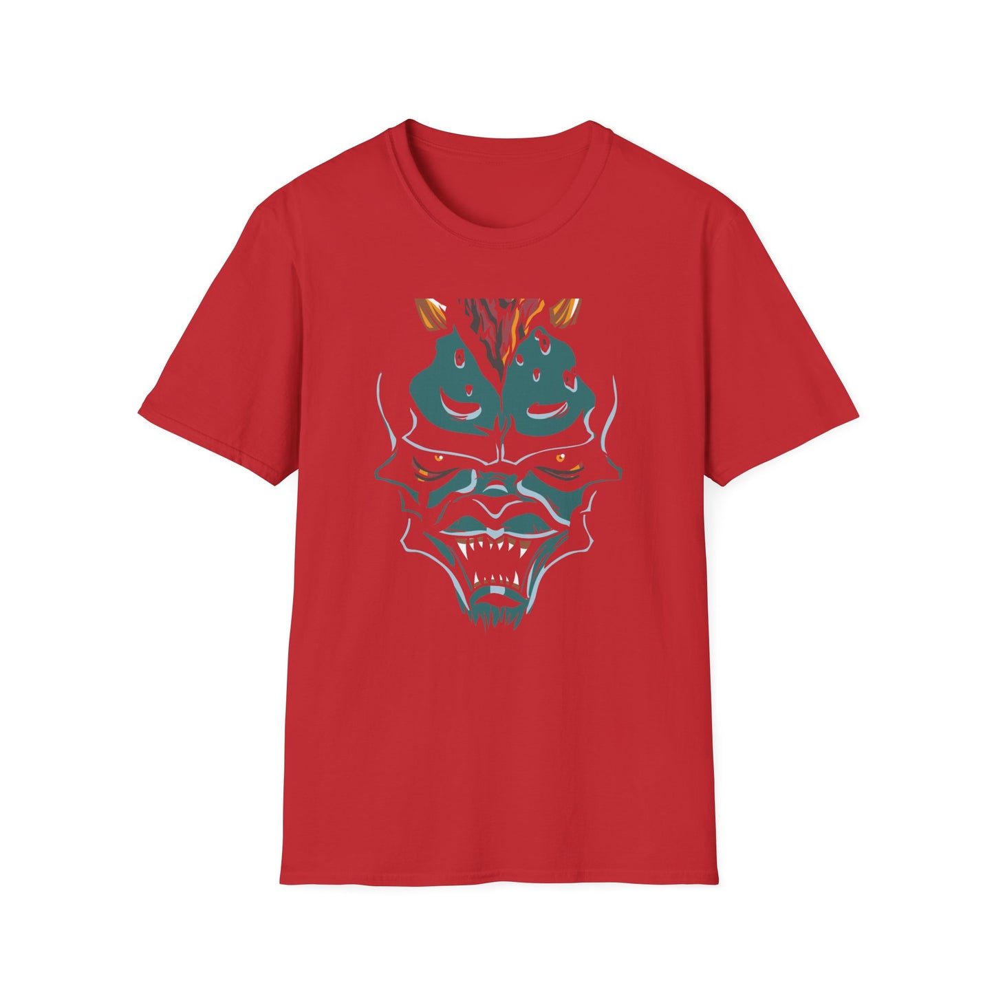 Unleashed Fiery Demon T-Shirt: Epic Monster Face Graphic Tee for Goth, Fantasy & Edgy Style Lovers | Bold & Unique