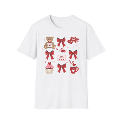 Adorable Valentine's Day Love T-Shirt | Cute Teddy Bear XOXO Heart Balloons & Sweet Treats Tee | Perfect Romantic Gift for Her