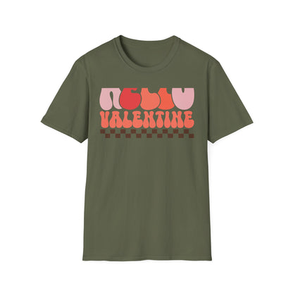 Groovy Hello Valentine T-Shirt - Retro 70s Style Tee with Checkerboard Print | Trendy Valentine's Day Gift for Her
