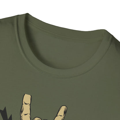 Epic Let's Rock On T-Shirt - Electrifying Rock N Roll Hand Sign Tee for Music Lovers & Concerts | Dynamic Spiked Wristband Design