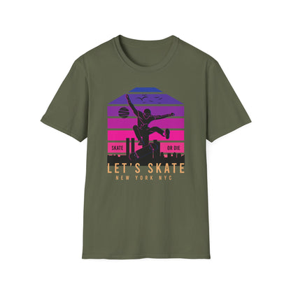 Epic Retro NYC Skater T-Shirt | Vibrant “Skate or Die” Urban Streetwear Tee for Skateboarders & Style Lovers