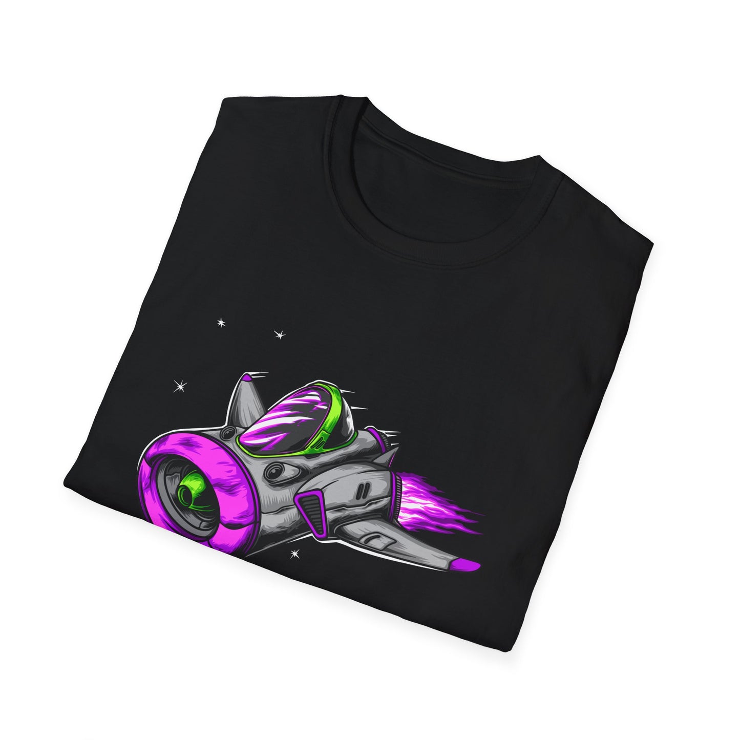 Epic Futuristic Spaceship T-Shirt | Vibrant Retro Sci-Fi Jet Design for Gamers & Space Enthusiasts