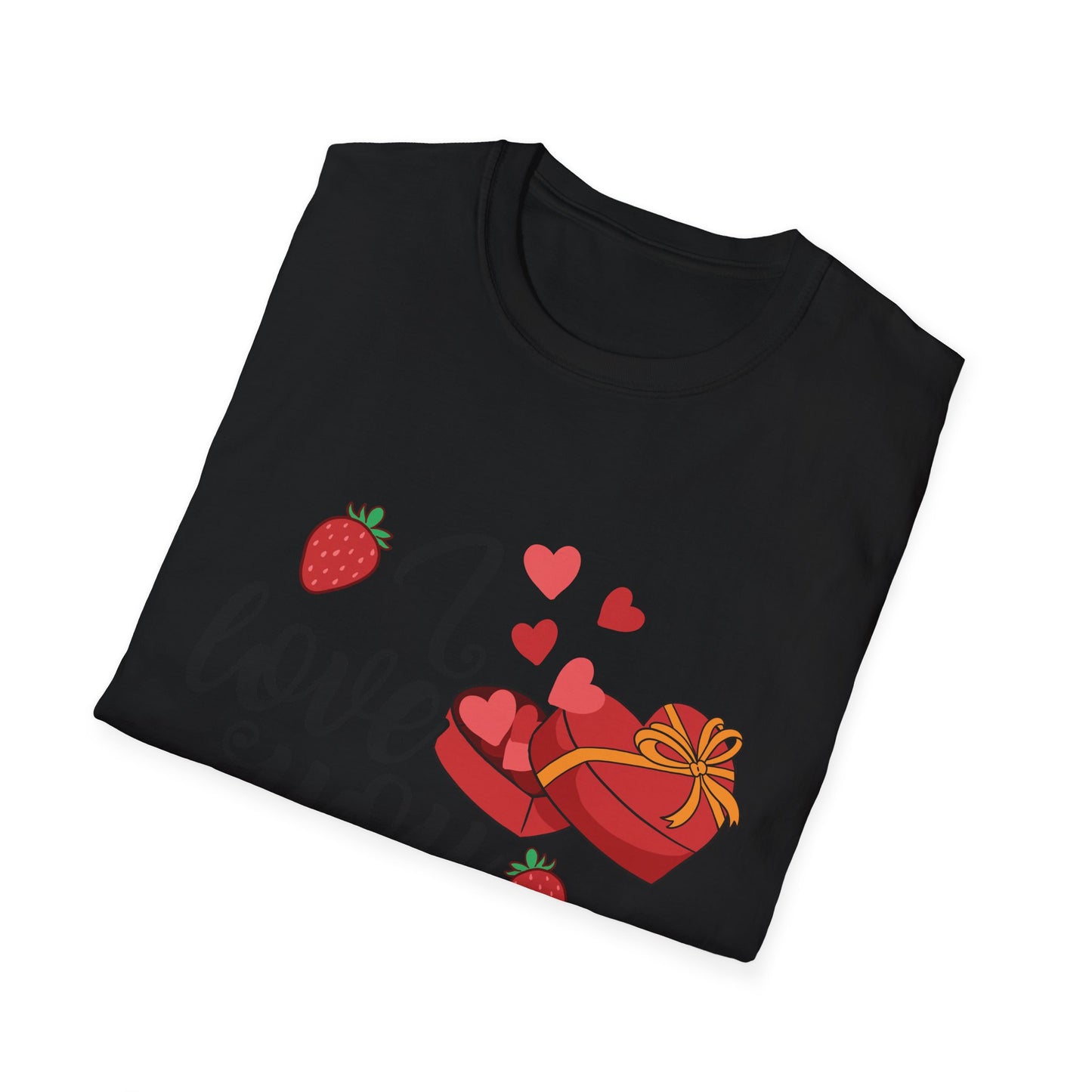Sweet Valentine's Gift Box T-Shirt with Hearts & Strawberries | Adorable Romantic Tee for Her | Perfect Love Anniversary Apparel