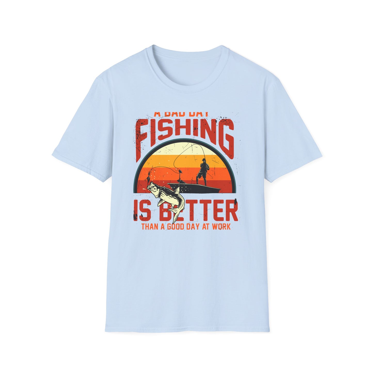 Hilarious "Bad Day Fishing" T-Shirt - Epic Angler Gift for Men & Women | Retro Sunset Bass Fishing Tee